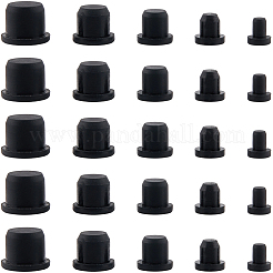 シリコンホールプラグ50個、5種類のスタイル  穴プラグのスナップ  ポストパイプインサートエンドキャップ  家具フェンシング用  ラウンド  ブラック  8~12.5x7~12mm  10個/スタイル&nbsp;AJEW-GF0011-62G