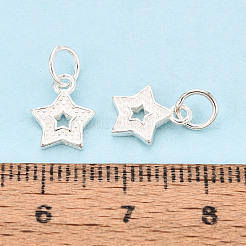 Textured 925 Sterling Silver Star Charms&nbsp;STER-T009-12S