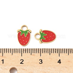 304ステンレススチールエナメルチャーム  イオンプレーティング（ip）  ゴールドカラー  苺  12x8x1mm  穴：2mm&nbsp;STAS-R168-02G-G