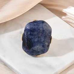 Natural Sodalite & Alloy Finger Rings for Women&nbsp;RJEW-G375-01G-07