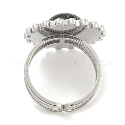 304ステンレススチール合成ターコイズカフリング  女性用フラワーオープンリング  花  ステンレス鋼色  20.5mm  内径: 調節可能&nbsp;G-Z056-08P-05