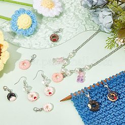 14Pcs 7 Style Donut Opaque Resin Imitation Food Pendant Stitch Markers&nbsp;HJEW-AB00712