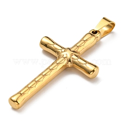 PVD真空メッキ304ステンレススチールビッグペンダント  長持ちメッキ  クロスチャーム  ゴールドカラー  50x27x6mm  穴：穴：8x5mm&nbsp;STAS-D087-06G