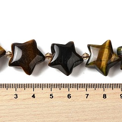 天然石タイガーアイビーズ連売り  シードビーズで  スター  20x21x10mm  穴：1.2mm  約19個/連  15.59''~16.02''（39.6~40.7センチメートル）&nbsp;G-U023-C01-03