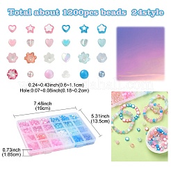 アクリルビーズ  図形を混ぜます  ゴム糸2ロール付  ミックスカラー  7~11.5x8~10.5x3~6mm  穴：1.5~2.5mm&nbsp;TACR-YW0001-98