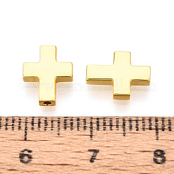 スターリングシルバーの宗教クロスビーズ925個  24KGP本金メッキ  10x8x2mm  穴：1.2mm&nbsp;STER-N016-122G