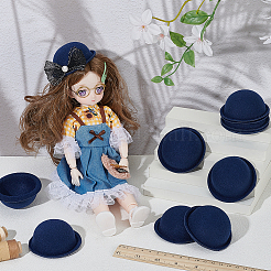 人形用布製ラウンドファシネーターハット15個  プルシアンブルー  66x30mm  内径：52mm&nbsp;DIY-BC0015-98A