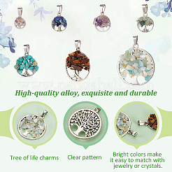 28Pcs 7 Styles Mixed Gemstone Pendants&nbsp;PALLOY-AB00215
