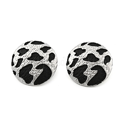 Leopard Print Brass Enamel Stud Earrings for Women&nbsp;EJEW-U055-15A-P