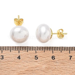 Brass & ABS Plastic Imitation Pearl Stud Earrings for Women&nbsp;PL-CBA760A-14A-G01