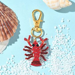 2Pcs Crayfish Glass Seed Beads Pendant Decorations&nbsp;HJEW-MZ00352