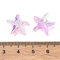 海をテーマにした電気メッキ透明ガラスビーズ  ABカラーメッキ  半分メッキ  ヒトデ  15x16x7.5mm  穴：1.2mm  5個/セット&nbsp;GL-CBA9C2A-01C
