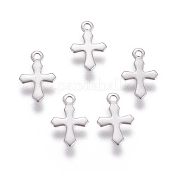 変色しにくい 316 サージカルステンレススチール製小さなクロスチャーム  ステンレス鋼色  9x6x0.5mm  穴：0.9mm&nbsp;STAS-E470-03P