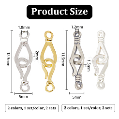 4セット4スタイル925スターリングシルバーフック留め金  ミックスカラー  11.5~12.5x5x1.5~2mm  穴：1.2~1.8mm  1セット/スタイル&nbsp;STER-PH0002-06