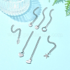 7Pcs 7 Styles 304 Stainless Steel Chain Extender&nbsp;STAS-FS0001-49P