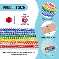 10 Strands 10 Colors Electroplate Glass Beads Strands&nbsp;EGLA-TA0013-39