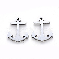 変色しにくい201ステンレススチールペンダント  レーザー切断  アンカー  ステンレス鋼色  17x13x1mm  穴：1.2mm&nbsp;STAS-N092-59