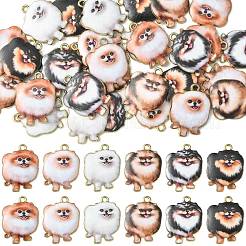 30個6スタイルプリントアロイペンダント  カドミウムフリー＆ニッケルフリー＆鉛フリー  犬  ミックスカラー  23.5x18.5x2.5mm  穴：2mm  5個/スタイル&nbsp;ENAM-CJ0005-33