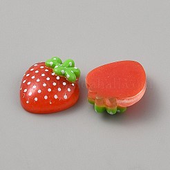 クリア樹脂カボション  苺  ファイヤーブリック  20x17x7mm&nbsp;RESI-WH0034-66C