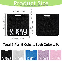 5個5色アクリルビッグペンダント  x-ray という文字が書かれた長方形  グリッターパウダー付き  ミックスカラー  85.5x82x2.5mm  穴：21x5.5mm  1pc /カラー&nbsp;MACR-CN0001-01C