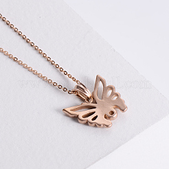 Elegant Stainless Steel Hollow Butterfly Pendant Necklaces for Women&nbsp;XQ2500