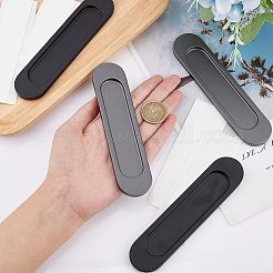 4個 2色 パンチなし 合金製 フラッシュプル バーンドアハンドル  フラッシュリング  両面ステッカー付き  引き出し用  戸棚  引き戸  オーバル  ミックスカラー  150x35x6mm  穴：3.5mm  2個/カラー&nbsp;FIND-CA0004-89