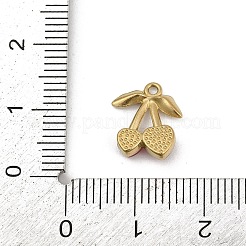 304ステンレススチールガラスチャーム  チェリーチャーム  18KGP本金メッキ  12x10.5x3.5mm  穴：1.2mm&nbsp;STAS-D366-06B-G