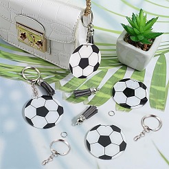 スポーツボールのアクリルペンダントキーホルダー作りキット  鉄製のスプリットキーリングとフェイクスエードのタッセル付き  サッカー  8~50x0.9~10mm  穴：1.8~6.2mm.&nbsp;DIY-SP0001-44D