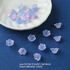 ガラスビーズ  ユリの花  パールピンク  12x8mm  穴：1.4mm&nbsp;GLAA-YW0003-37E