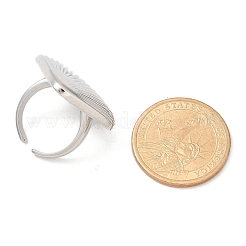 女性用真鍮カフ指輪  カドミウムフリー＆鉛フリー  プラチナ  シェル形状  3mm  内径：18mm&nbsp;RJEW-U033-09P-01