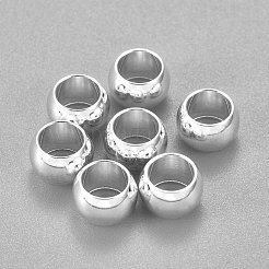 201ステンレススチールスペーサービーズ  フラットラウンド  銀  8x5mm  穴：5mm&nbsp;STAS-L238-056H-S
