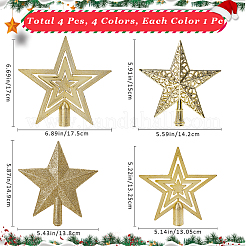 4Pcs 4 Styles Star Plastic Christmas Tree Topper Ornaments&nbsp;AJEW-CN0002-76