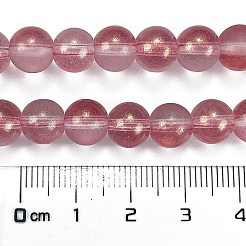 曇りガラスビーズ連売り  金粉付き  ラウンド  ライトコーラル  8mm  穴：1mm&nbsp;X1-GLAA-P065-8mm-09