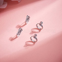 キュービックジルコニア スネーク ヒンジ フープ イヤリング  女性のためのプラチナメッキ真鍮ジュエリー  プラチナ  15.5x16x5.8mm  ピン：1.2mm&nbsp;JE995A