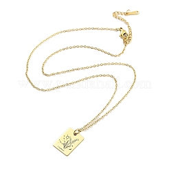 Birthday Flower 304 Stainless Steel Pendant Nacklaces For Women&nbsp;STAS-S124-03G-02