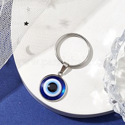 ナザールボンジュウ樹脂キーホルダー  304ステンレススチール製の金具と鉄製の分割キーリング付き  フラットラウンド  ステンレス鋼色  5.3cm&nbsp;KEYC-JKC00768