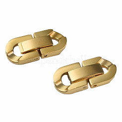 304ステンレススチール製折りたたみ式留め具  オーバル  ゴールドカラー  19x9x3mm  穴：2x3.5mm&nbsp;STAS-N087-48B-02G