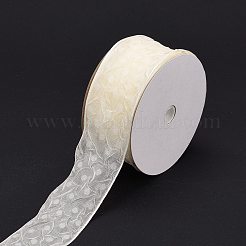 20ヤードのポリエステルメッシュリボン  結婚式用プリーツ水玉リボン  贈り物  パーティーデコレーション  古いレース  1-5/8インチ（42mm）  約20.00ヤード（18.29m）/ロール&nbsp;SRIB-P021-E07