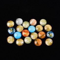 明るいガラスのカボション  惑星模様  半円  ミックスカラー  80個/箱&nbsp;GLAA-SZ0001-13
