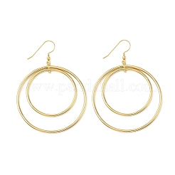 Electroplated 304 Stainless Steel Flat Round Dangle Earrings&nbsp;EJEW-Z129-09G