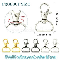 30Pcs 3 Colors Zinc Alloy Swivel D Rings Lobster Claw Clasps&nbsp;FIND-YW0008-62