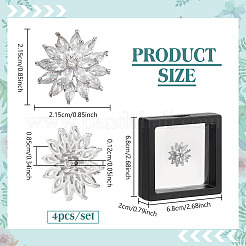 真鍮製マイクロパヴェクリアキュービックジルコニアシャンクボタン1つ穴  花  プラチナ  21.5x21.5x8.5mm  穴：1.2mm  4個/セット&nbsp;BUTT-WH0020-57
