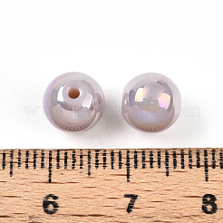 電気メッキパールガラスパールビーズ  虹色の  ラウンド  アザミ  8x7.5mm  穴：1.4~1.5mm  約692個/ポンド&nbsp;EGLA-T021-14B-02