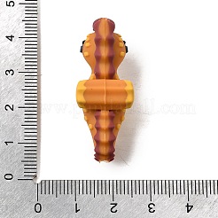 マリンテーマのシリコンビーズ  焦点ビーズ  オレンジ  タツノオトシゴ  38x15x20mm  穴：2mm&nbsp;SIL-D013-01I