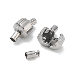 304ステンレススチール製ヨーロピアンクラスプ、コードエンド付き  コラム  ステンレス鋼色  18.5x10mm  穴：3mm&nbsp;SA-CBABC0F-06P