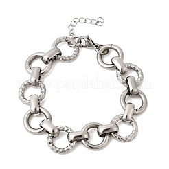 女性用304ステンレススチールリンクチェーンブレスレット  リング  ステンレス鋼色  6.65インチ（16.9cm）&nbsp;BJEW-P388-02B-P