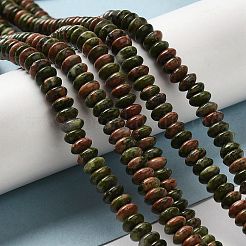 天然石ユナカイトビーズ連売り  ソーサービーズ  ロンデル  6.5x3mm  穴：1mm  約118~119個/連  15.35''（39センチメートル）&nbsp;G-Z030-A09-01