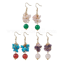 3 Pairs Natural & Synthetic Mixed Stone Dangle Earrings&nbsp;EJEW-MZ00722