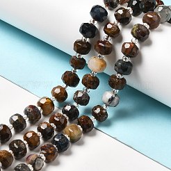 天然ピーテルサイトビーズ連売り  シードビーズで  多面カット  ロンデル  8x6mm  穴：1.2~1.4mm  約20~22個/連  7.09~7.48インチ（18~19cm）&nbsp;G-G980-01