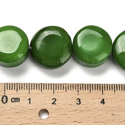 染め加工天然石瑪瑙ビーズ連売り  フラットラウンド  濃い緑  14~18x9~12.5mm  穴：1.6mm  約22個/連  14.17~14.57''（36~37センチメートル）&nbsp;G-G203-05